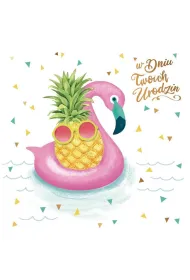 Kukartka Karnet kwadratowy DK-686 Urodziny flaming, ananas