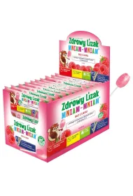 Starpharma Lizak o smaku malinowym mniam-mniam bezglutenowy Suplement diety Zestaw 40 szt.