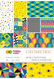 Happy Color Blok z motywami GEOMETRIC, A4, 80 g, 28 motyw�w 15 kartek