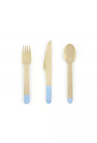 PartyDeco Sztu�ce drewniane niebieskie 16cm 18 szt.