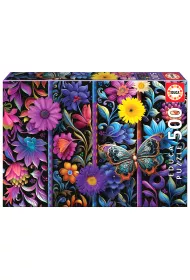 Puzzle 500 el. Kwiaty i motyl Educa