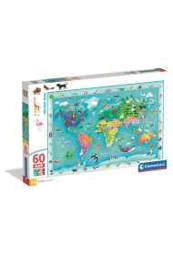 Puzzle 60 el. Maxi SuperColor. Wildlife Map Clementoni