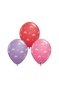 Qualatex Balon z nadrukiem Boho Rainbows&Hearts 28cm