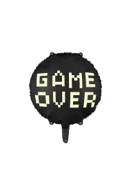 PartyDeco Balon foliowy Game over czarny 45cm