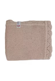 Kocyk niemowlcy dziergany baweniany 80x100 cm beowy Tribe Fancy Linen
