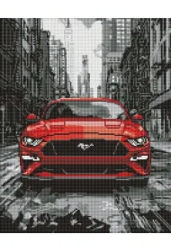 Ideyka Diamentowa mozaika - Czerwony mustang 40x50cm