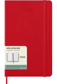 Kalendarz 2026 12M Moleskine L twarda oprawa tygodniowy Scarlet Red 13x21cm