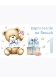 Zaproszenie Z 160x95 Urodziny Roczek zest. 60086 Dzieci�ce - Baby, Ch�opiec, Dzieci�ce, Misie, Roczek, Urodziny