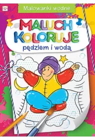 Maluch koloruje p�dzlem i wod�. Malowanki wodne