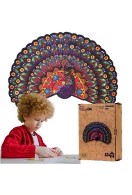 Puzzle drewniane eko 152 el. Luksusowy paw A3 Maksik