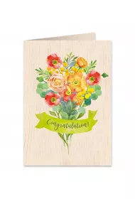 Cozywood Karnet drewniany C6 + koperta Gratulacje