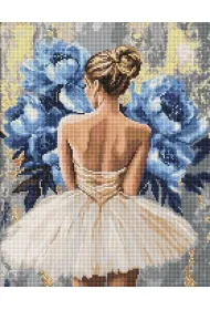 Ideyka Diamentowa mozaika - Baletnica z piwoniami 40x50cm