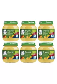 Gerber Organic Deserek jabko brzoskwinia morela dla niemowlt po 4 miesicu Zgrzewka 6 x 125 g Bio