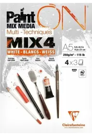 Clairefontaine Blok A5 bia�ych papier�w mix4 250g 12ark