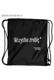 Pajacyk Worek plecak czarny Wszystko zrobi� jutro