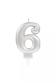 Amscan �wieczka cyferka 6 Sparkling Celebrations srebrna