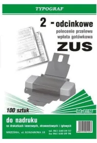 Druki offsetowe Typograf polecenie przelewu ZUS 2 odc. A4 80 (01150) 100 szt.