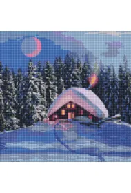 Ideyka Diamentowa mozaika - Za�nie�ona chata 40x40cm