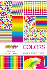 Happy Color Blok z motywami COLORS A4 27 motyw�w 80g 15 kartek