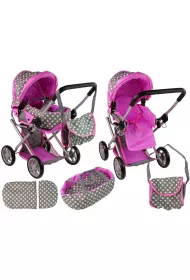 W�zek dla lalek spacer�wka 2w1 szaro r�owy LeanToys