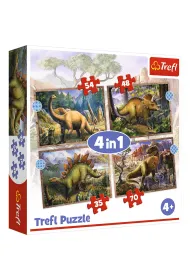 Puzzle 4w1 Ciekawe Dinozaury Trefl
