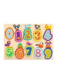 Puzzle drewniane 10 el. cyferki zwierzaki Brimarex