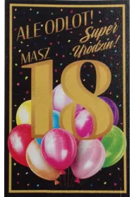 Art Nuvo Karnet 18 Urodziny damskie z�ocone, balony (13x20,5cm) UCK-07