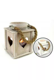 Adar Lampion na tealight drewniany MIX 12x16x12cm