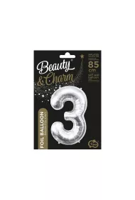 Godan Balon foliowy B&C cyfra 3 srebrna 85cm