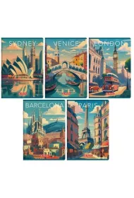 Herlitz Zeszyt A5 z margines Retro City kratka 60 kartek 10 szt.