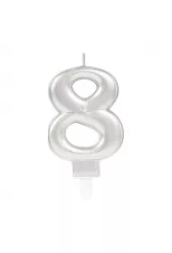 Amscan �wieczka cyferka 8 Sparkling Celebrations srebrna