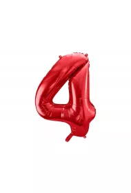 PartyDeco Balon foliowy 4 czerwony 86cm