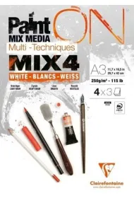 Clairefontaine Blok A3 bia�ych papier�w mix4 250g 12ark