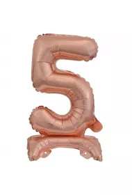 Amscan Balon foliowy mini cyfra 5 na stojaku r�owe z�oto