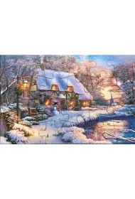 Castorland Puzzlowa kartka pocztowa Winter Cottage