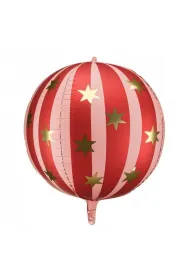 PartyDeco Balon foliowy - Pi�ka w gwiazdki, czerwona - 75cm