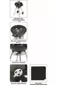 Toya Lund grill ogrodowy okrgy z pokryw, 54 cm