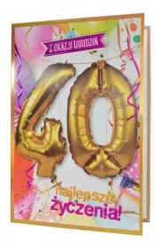 Kukartka Karnet Urodziny 40 + balony QBL-003