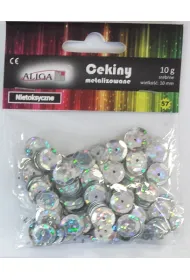 Aliga Cekiny hologramowe 10 mm srebrne 10 gram w opakowaniu MT-6596