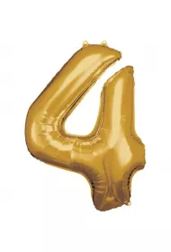 Amscan Balon foliowy cyfra 4 zota 65x86cm