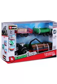 Bburago model tractor gift set valtra n174 + 3 trailers 10cm