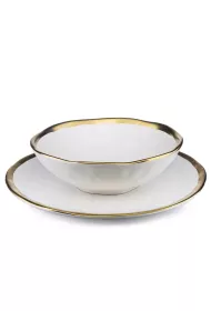 HowHomely Zestaw dwch talerzy Lissa White Gold