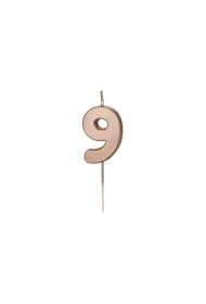 PartyDeco �wieczka urodzinowa 9 r�owe z�oto 4.5cm