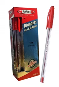 Interdruk D�ugopis Todays Trix 0,7mm czerwony, jednorazowy 10szt/opak