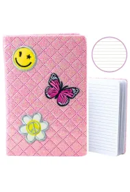 LeanToys Notatnik B6 brokat naszywki r�owy linia 80 kartek