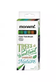 Monami Dwustronne pisaki z ko�c�wkami p�dzelkowymi Color Twin Brush Forest 6 szt.