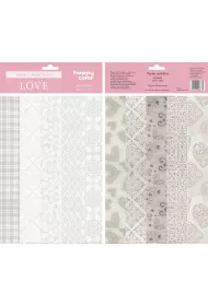 Happy Color Papiery ozdobne Deco LOVE MIX, 10 motyw�w, 20X29cm, 10 arkuszy 20x29 cm