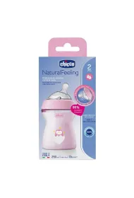 Chicco Butelka plastikowa NaturalFeeling r�owa 250ml 2m+