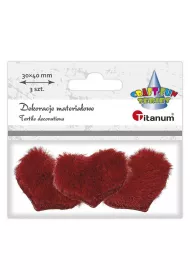 Titanum Ozdoba materia�owa serca czerwone 3 x 4 cm