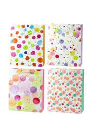 LeanToys Torba prezentowa 32x26x10cm Kropki pastel MIX